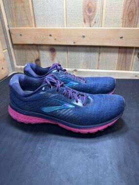 Brooks Ghost 12 Womens Navy Pink Running Sneakers Shoes Size 10 US 42 EU Y2K